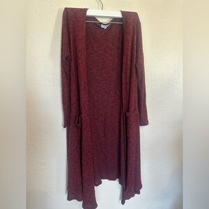 LuLaRoe Sarah Deep Red Open Front Cardigan Medium